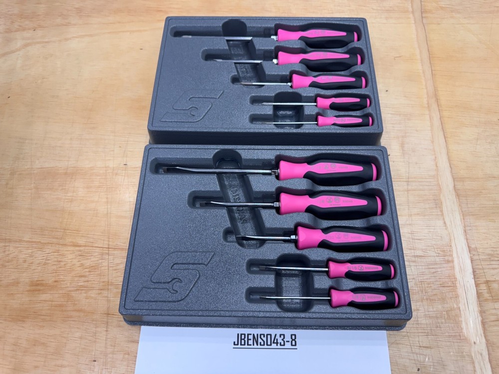 Snap-on Tools NEW 10pc PINK Soft Grip Phillips & Flat Head Screwdriver Sets
