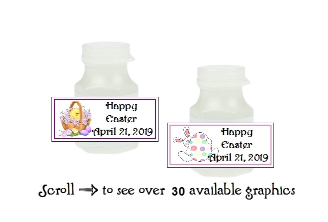 30 Personalized Easter Mini Bubbles Label Wrappers