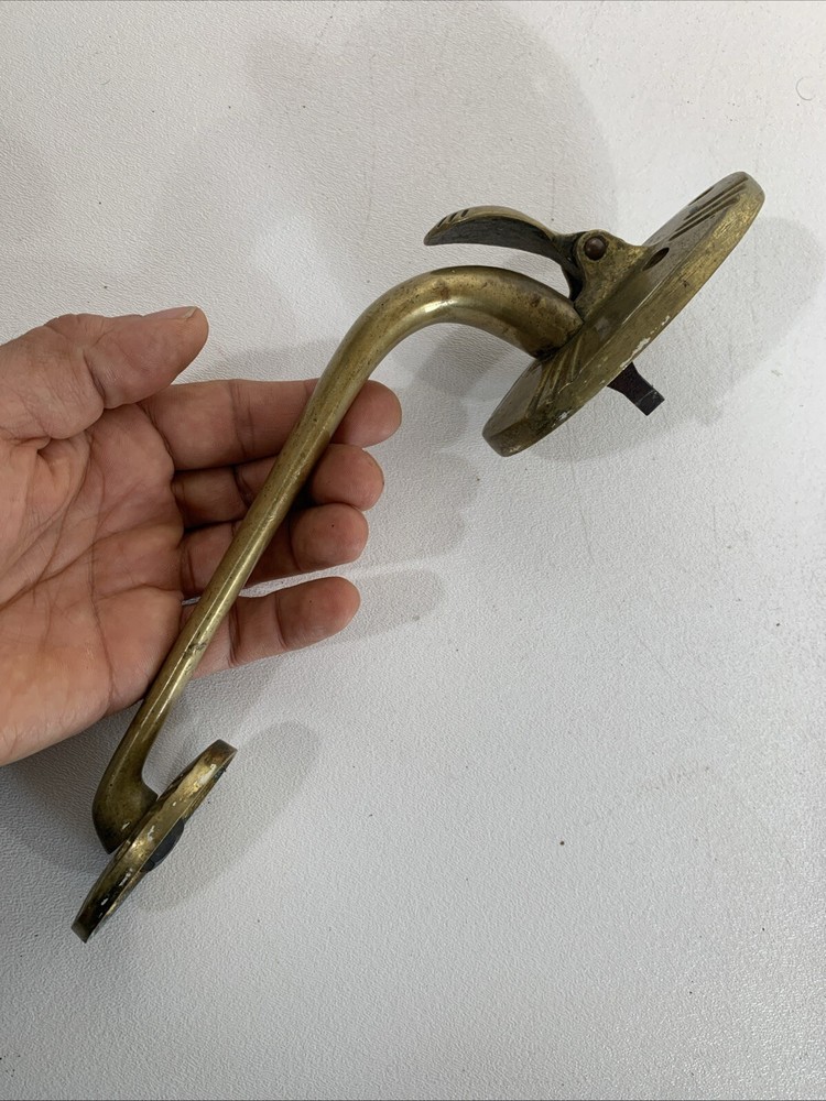 Vintage Large Art Deco Solid Brass Pull Thumb Latch Doorknob Handle 10.5” Long