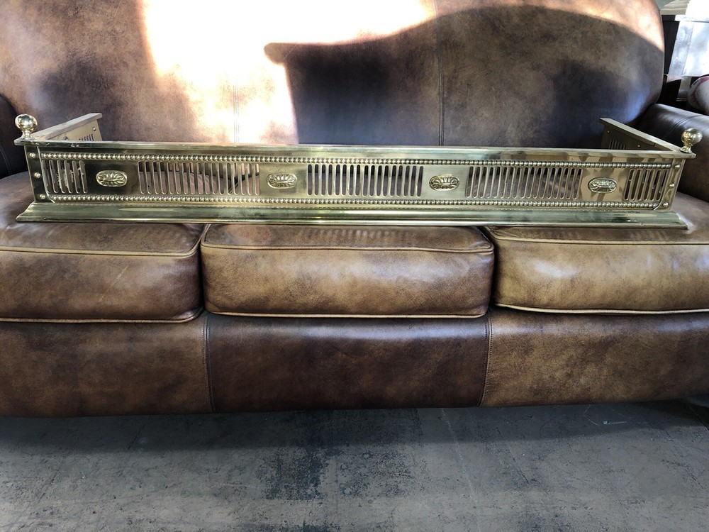 Polished Brass Regency Style Fireplace Fender