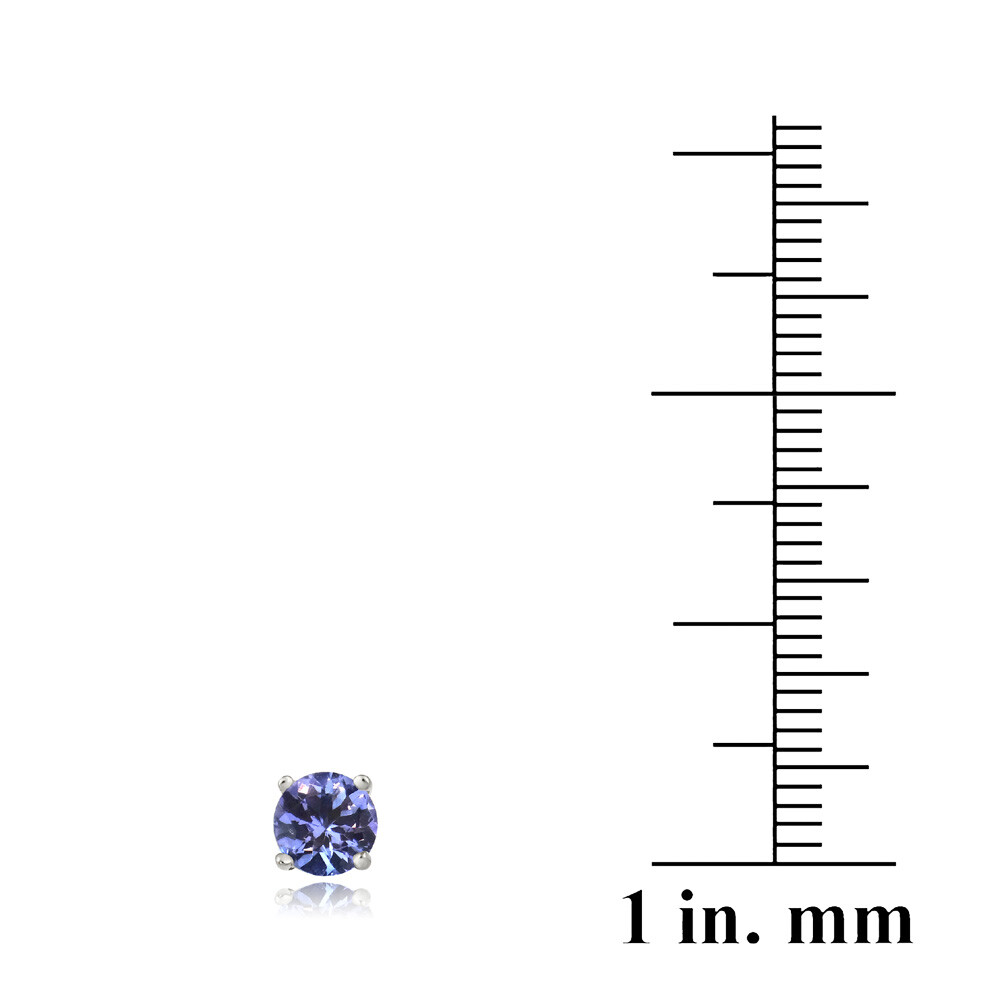 925 Silver 1/2ct Tanzanite Round 4mm Stud Earrings