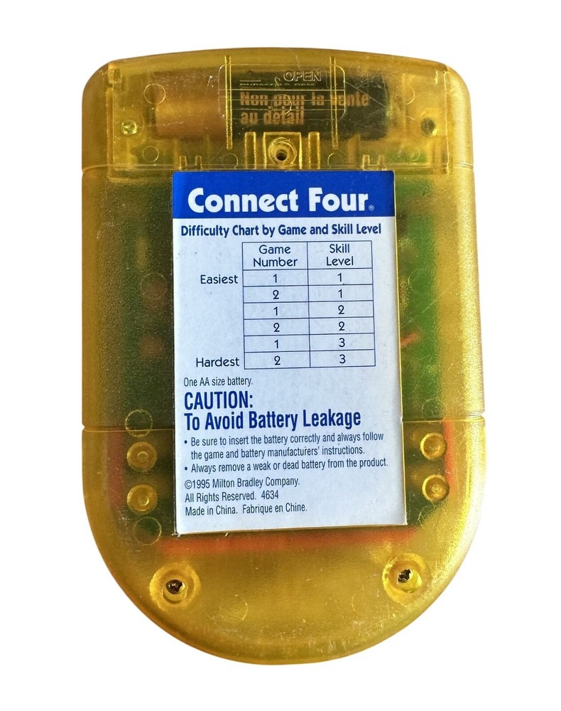 Vintage Hand Held Connect Four Electronic Game 1995 Test & Working