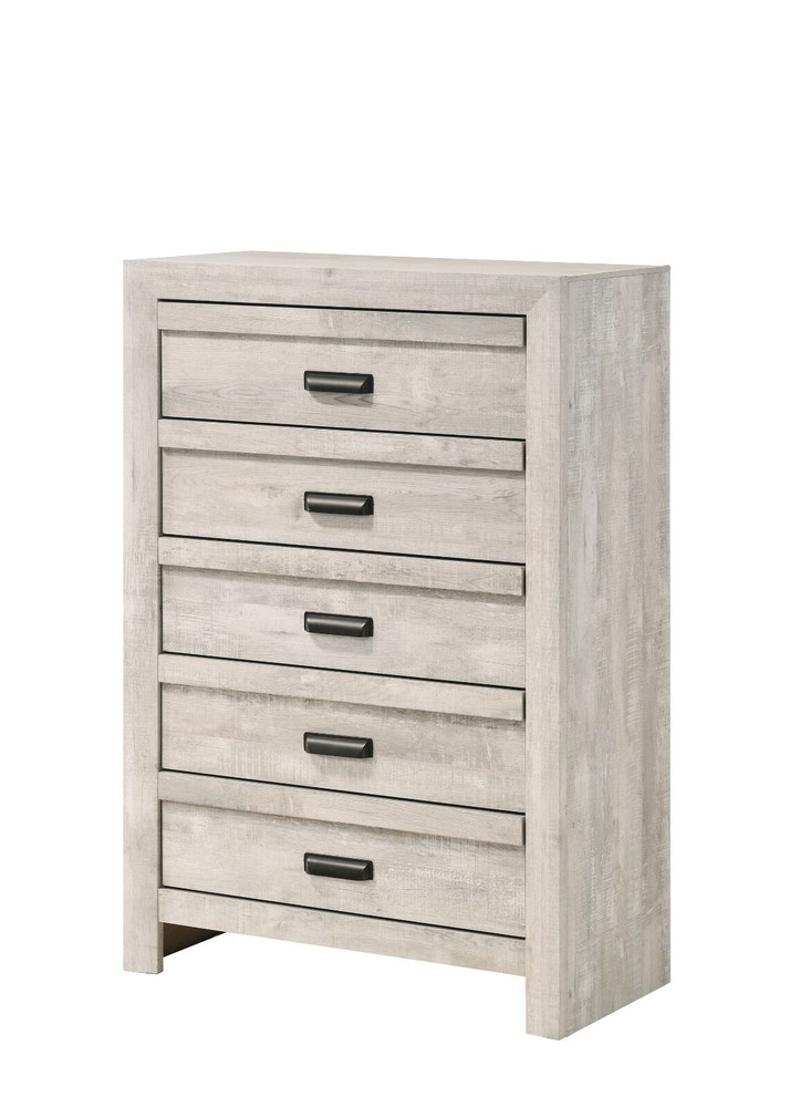 Rustic Gray Beige Queen Size 5pc Panel Bed Set Master Bedroom Furniture