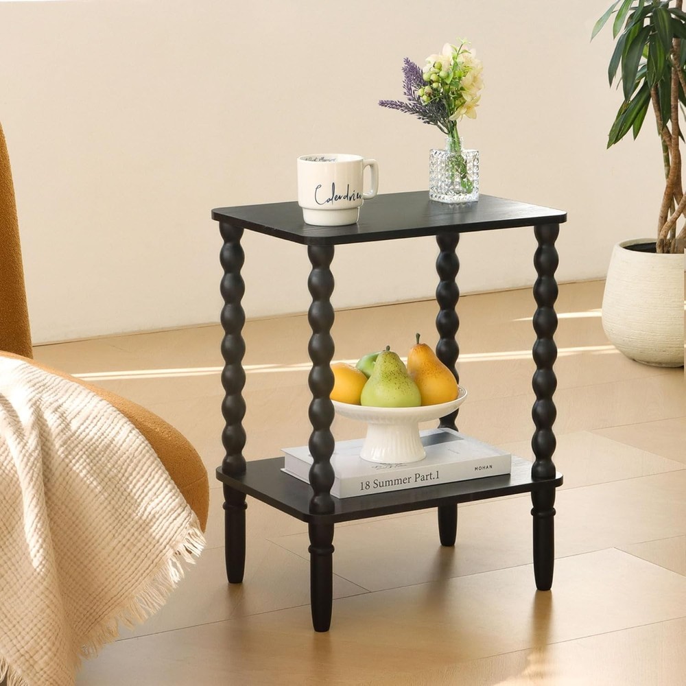 Side Tables Set of 2, Small End Table with Storage Shelf, Night Stand Set 2
