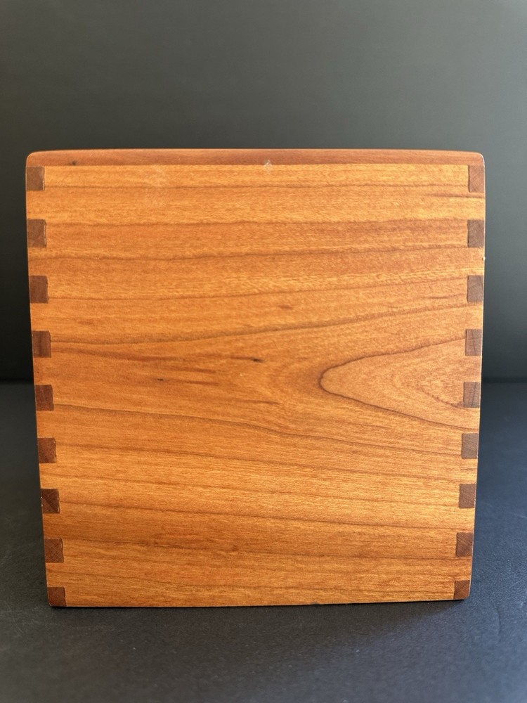 Maple Handmade Dovetail Tissue Box Cover Square Signed Rustic Natural Modern