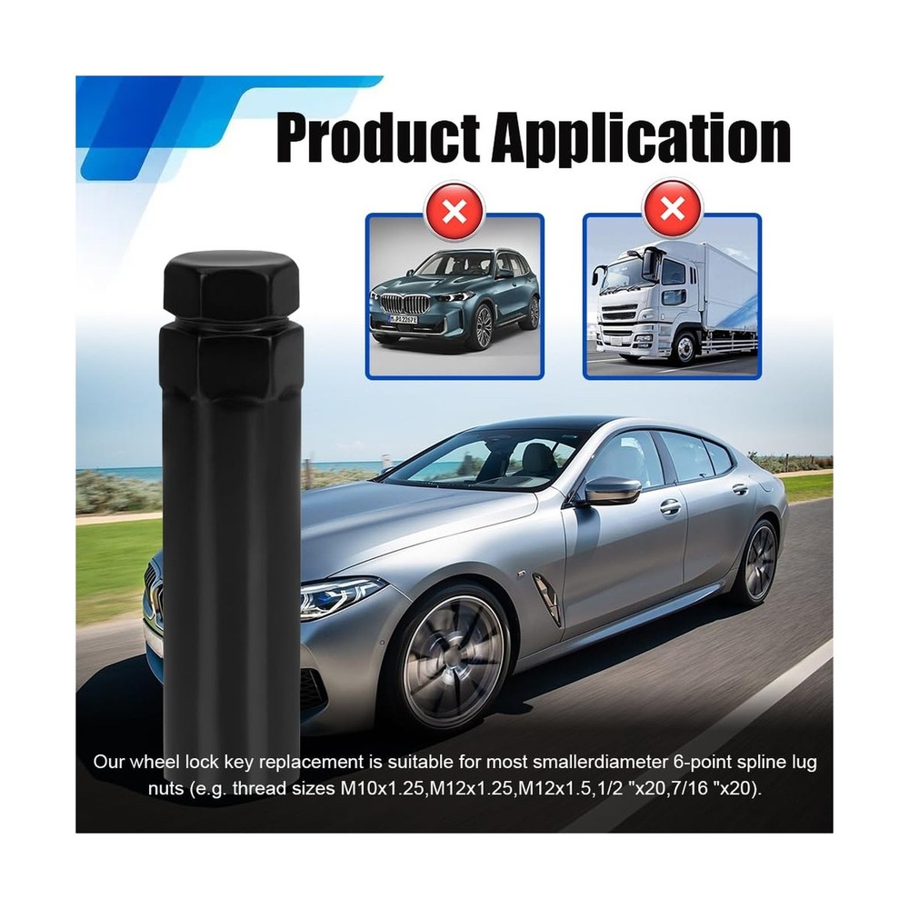 Small 6 Spline Lug Nut Socket, Wheel Lock Key Replacement for Six-Spline Whee...