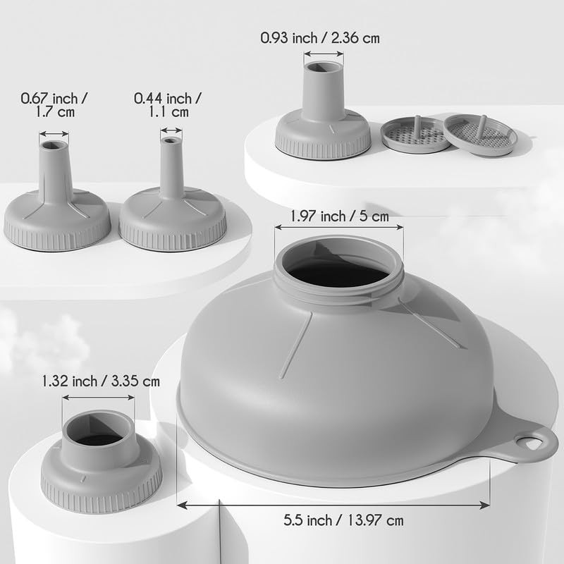 Wide Mouth Canning Funnels Kitchen Use Plastic Cooking W/2 Strainers & 4 Spouts