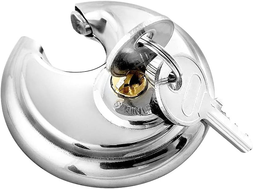 Disc Locks, 2 Pack Heavy Duty Steel Keyed Padlock Disc Storage Locks for Storage