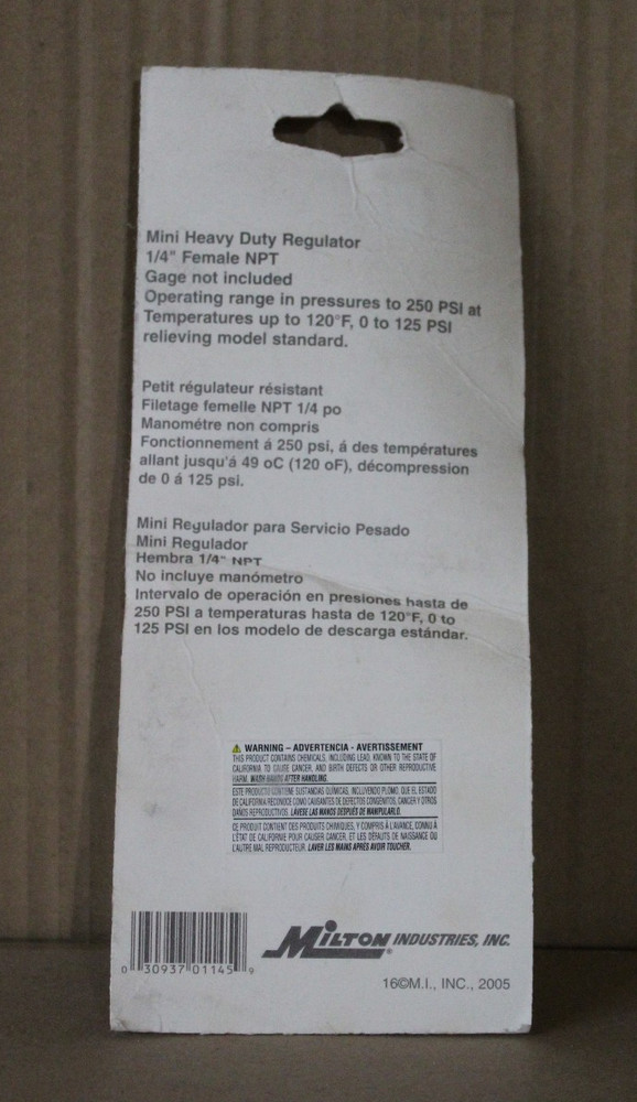 MILTON S1145 1/4" MINI HEAVY DUTY REGULATOR