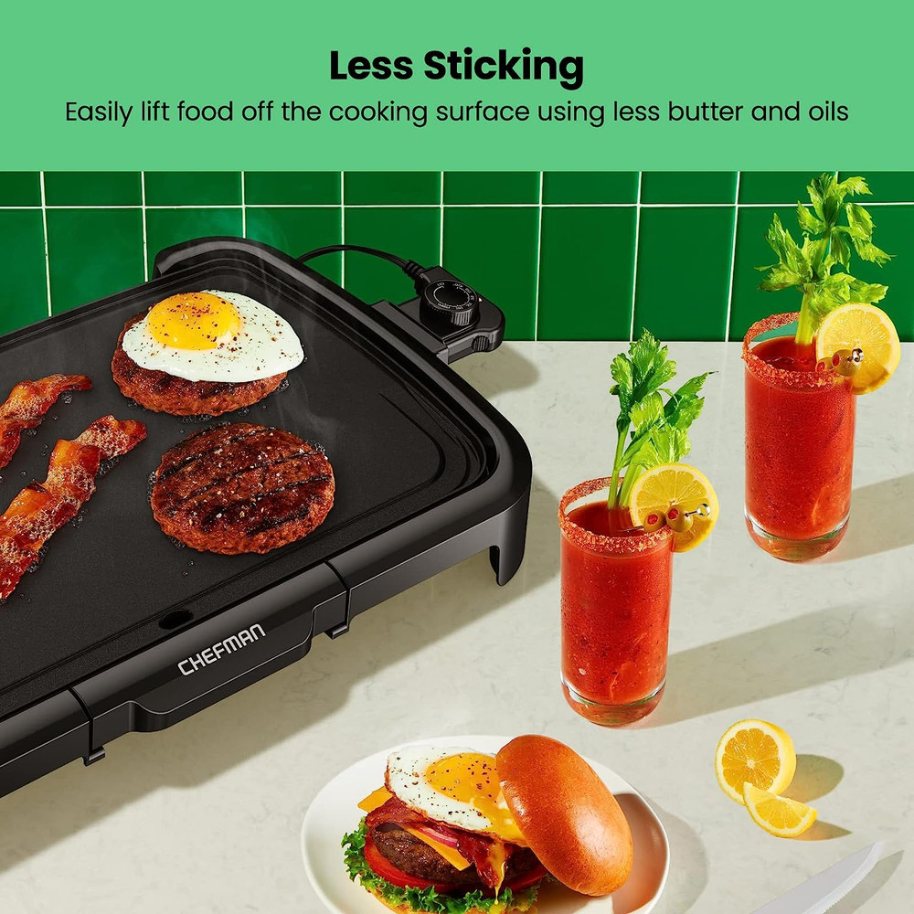 XL Electric Griddle with Removable Control and Nonstick Cooking Surface