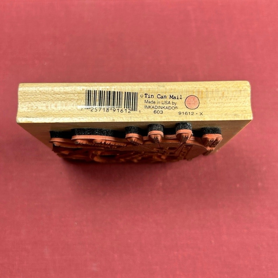 Unique Rubber Stamp- Fabio Martini- Practicality- preowned- 4x3.5" Tin Can Mail