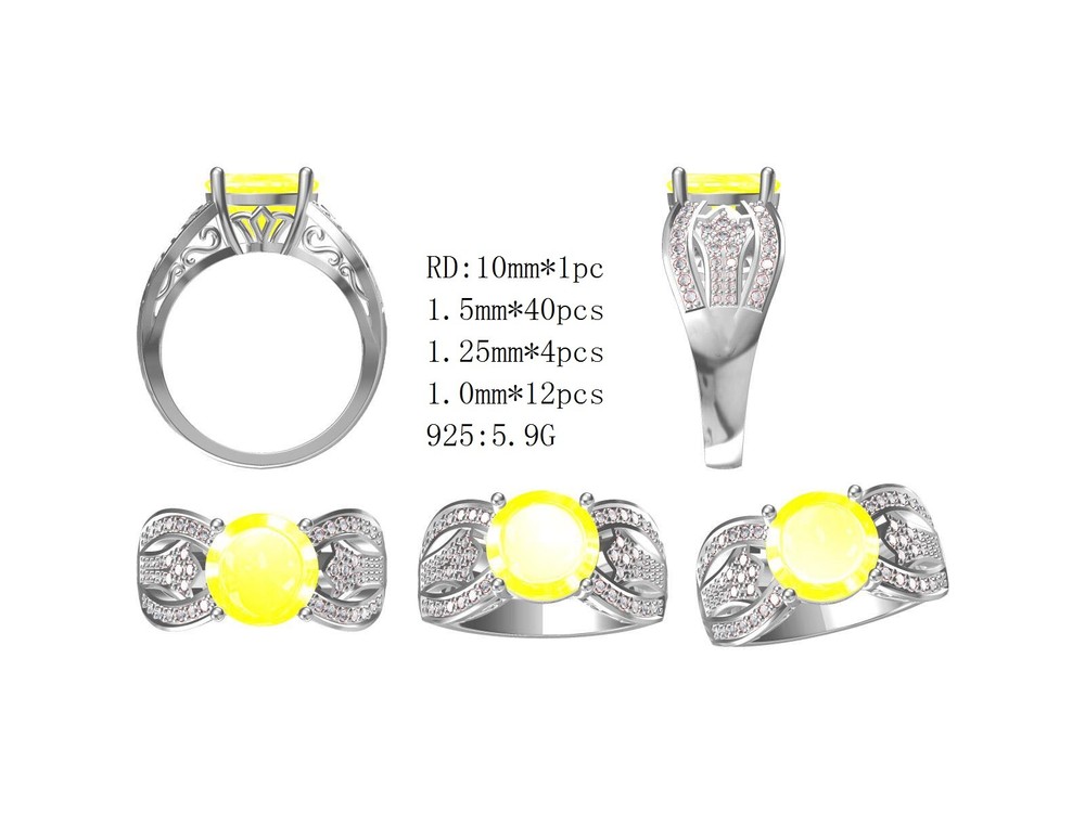 Sterling Silver Semi Mount Ring Setting Round RD 10x10mm