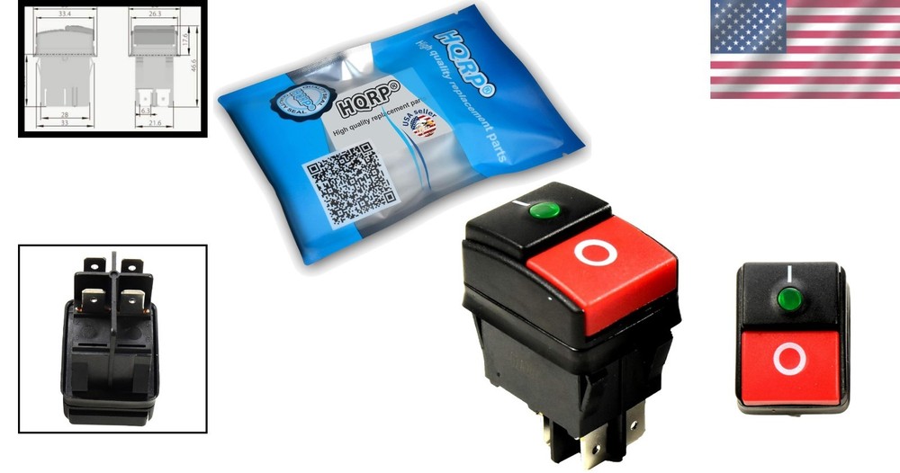 On-Off Power Switch for Pressure Washers - 20A, 250V Compatible
