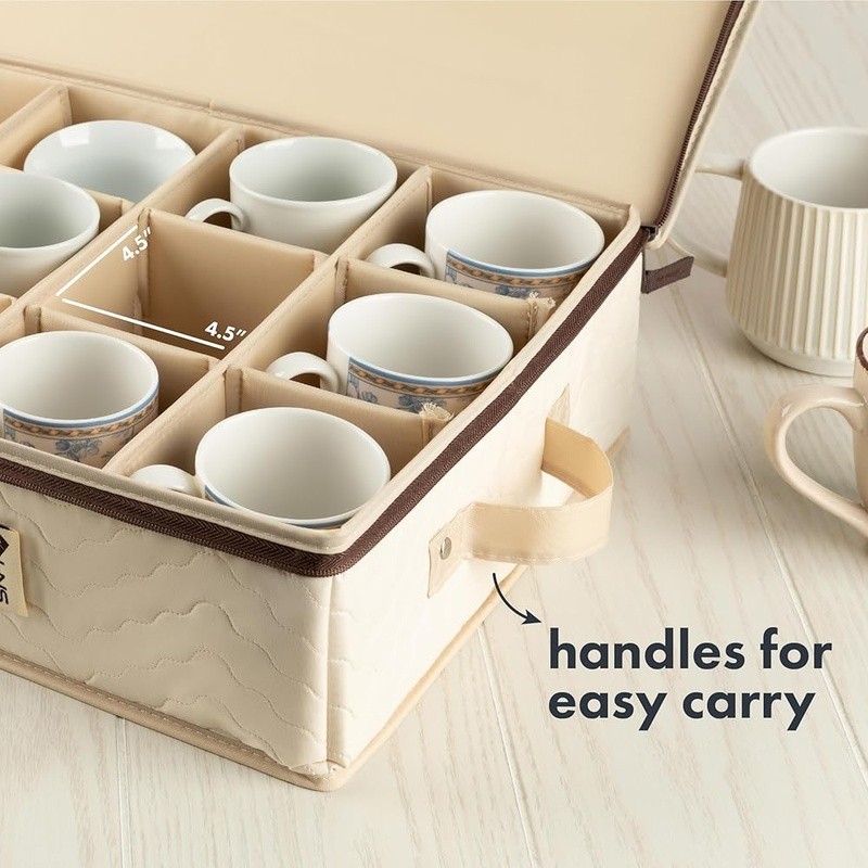 Hard Shell Dish Storage Containers Stackable W/ Padded Interior & Dividers New