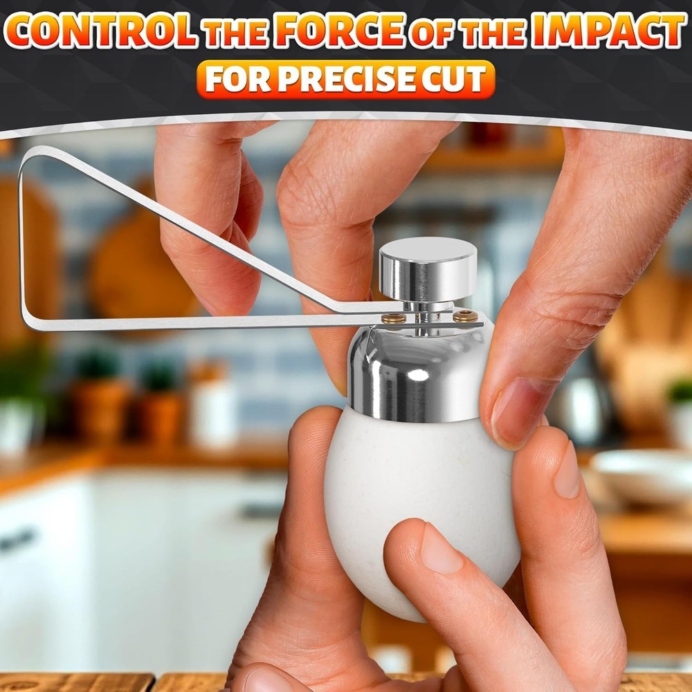 Compact Egg Cracker Tool for Clean Breakfast and Baking Prep - Silver Finish