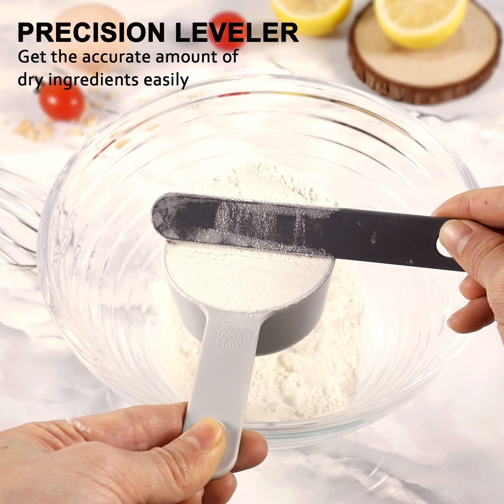 Measuring Cups and Spoons set 10 Pieces, Stackable Measuring Cup with Lid, Ki...