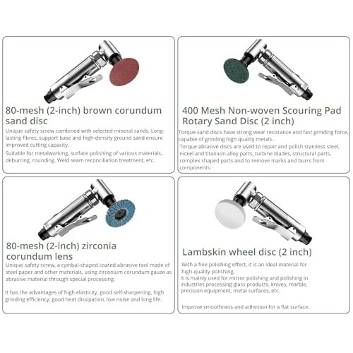 1/4 Inch Pneumatic Right Angle Die Grinder - 20000 RPM, Variable Speed, Lightwei