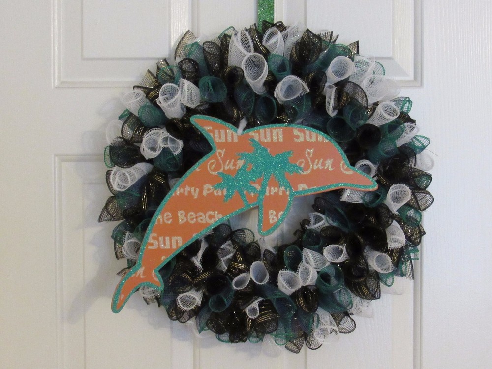 Dolphin Sign Deco Mesh Wreath
