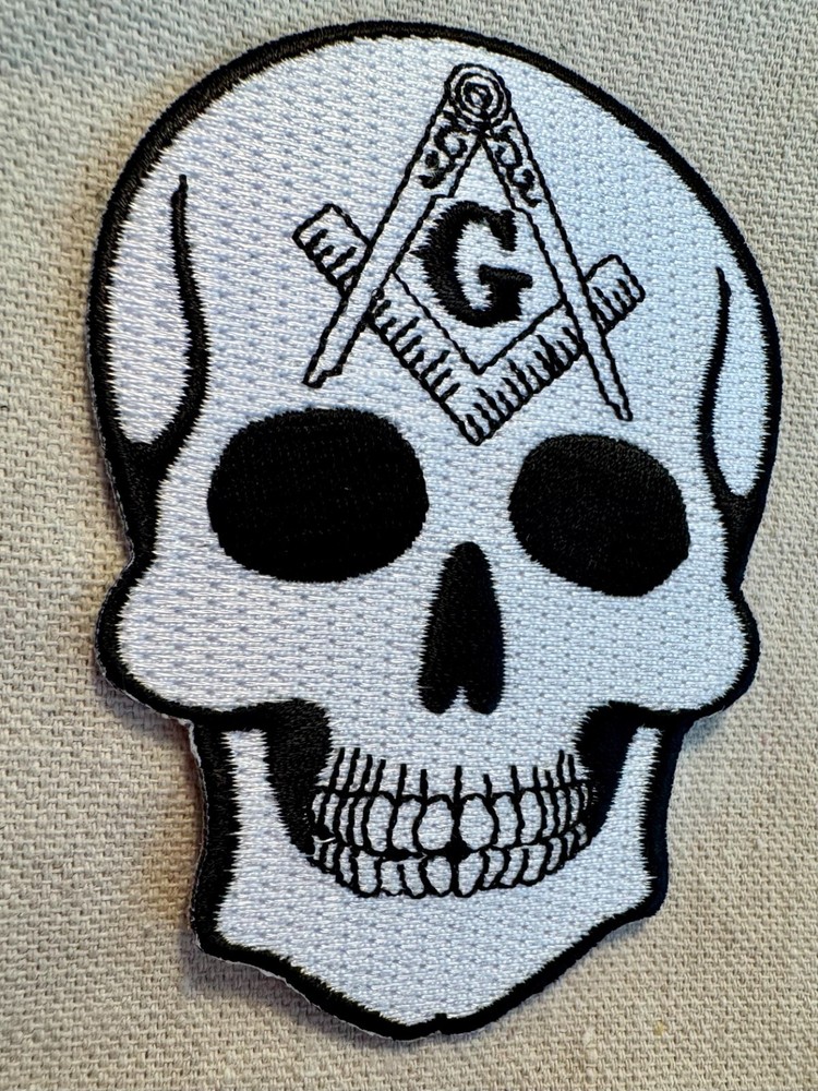 MASONIC SKULL EMBROIDERED PATCH iron-on FREEMASON SQUARE COMPASS MASON LOGO new