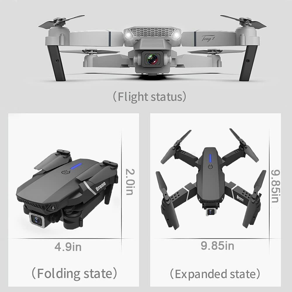 Dual Battery Black Drone – 4-Way Obstacle Avoidance RC Quadcopter