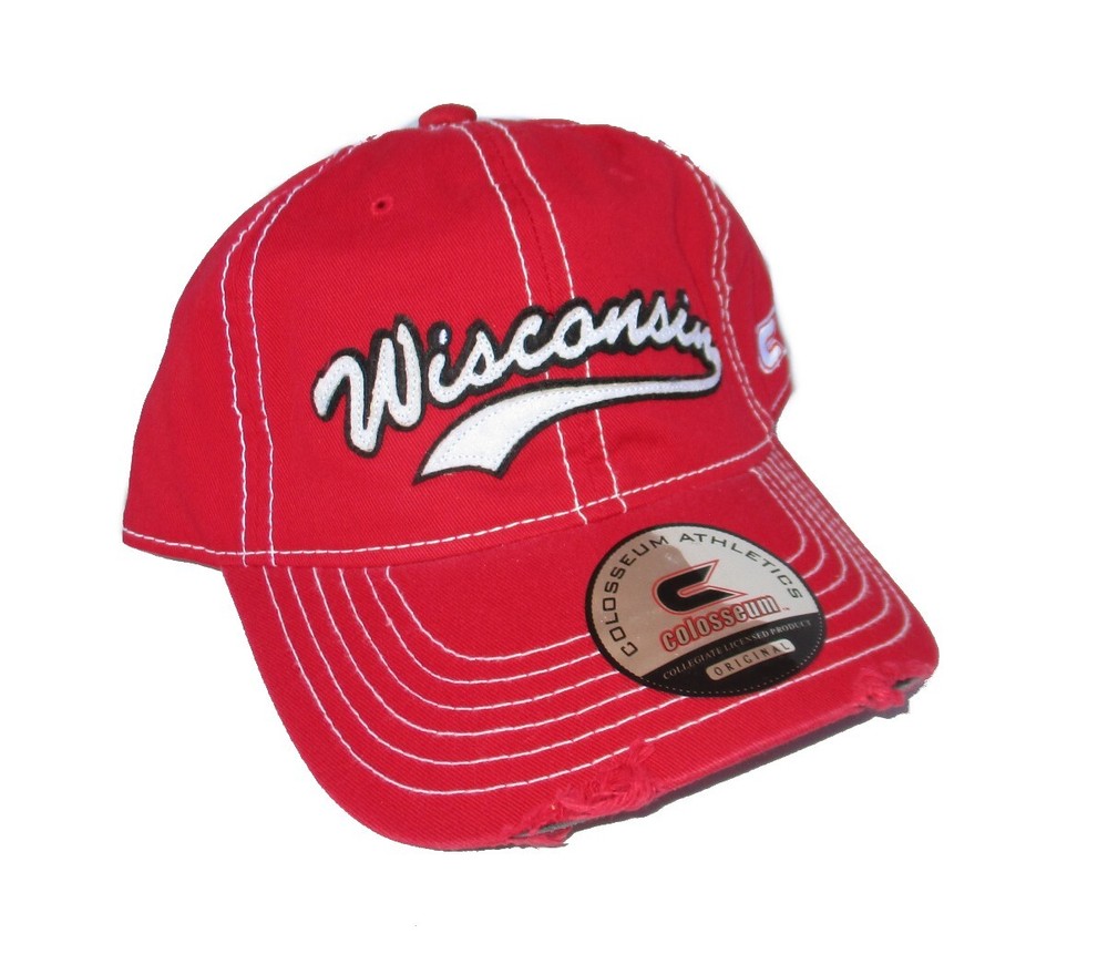 Wisconsin Badgers Distressed Bill Buckle Strapback Adjustable Hat Cap