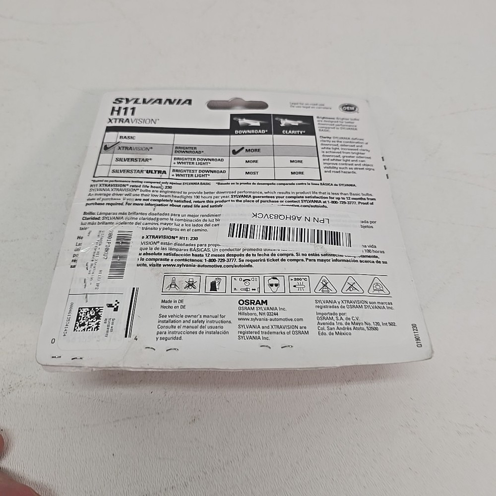 SYLVANIA - H11 XtraVision - Halogen Headlight (2 Bulbs) Packaging Is Damaged