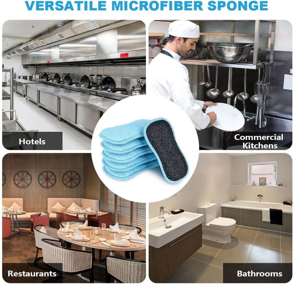 HOMEXCEL 12 Pack Multi-Purpose Scrub Sponges Kitchen, Dish Sponge, Blue