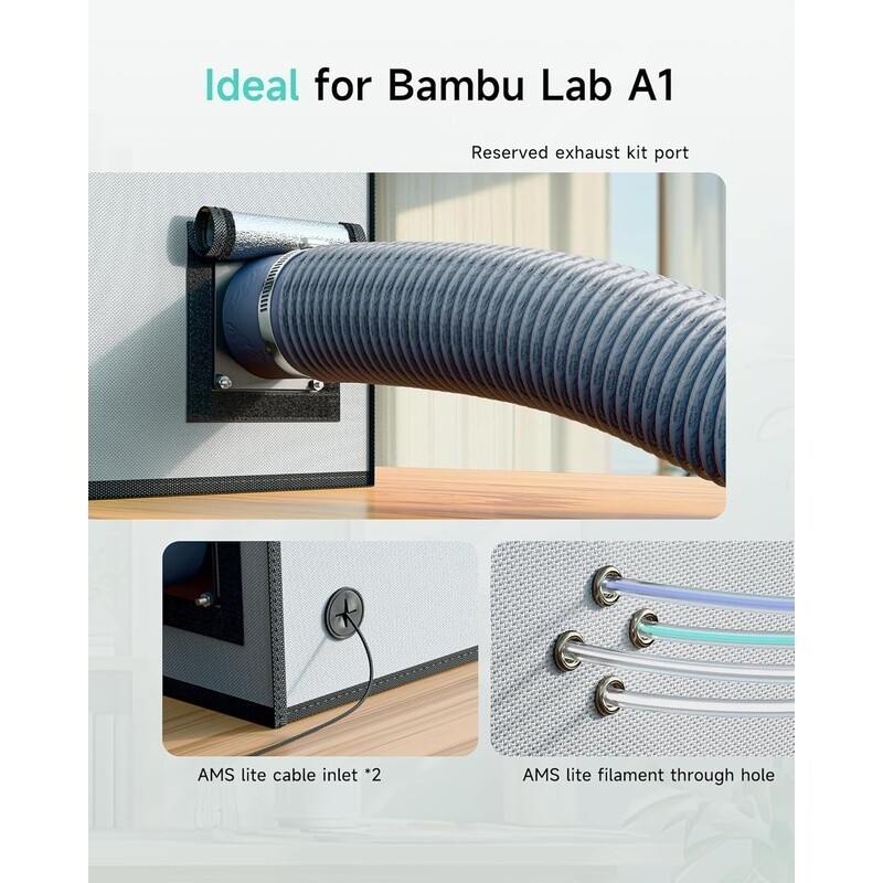 3D Printer Enclosure Bambu Lab A1 LED Light Fireproof Dustproof Noise Reduction