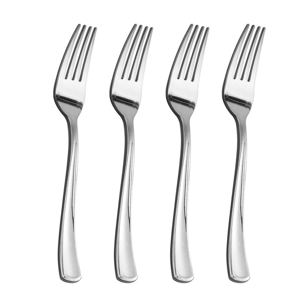 100 Pack Silver Plastic Forks, Heavy Duty Forks Disposable, Silver Plastic Cu...