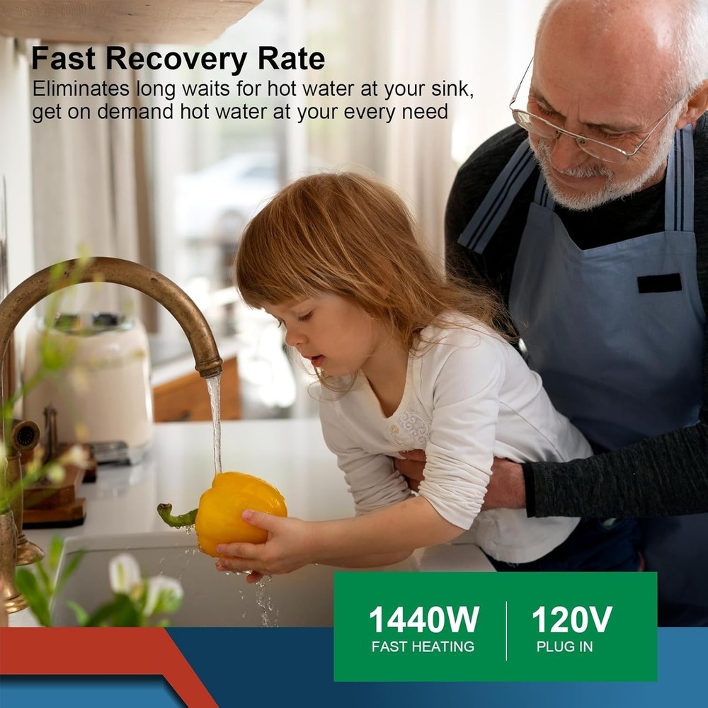 2.5 Gallon Under Sink Water Heater 120V Led Mini Tank Stainless Steel