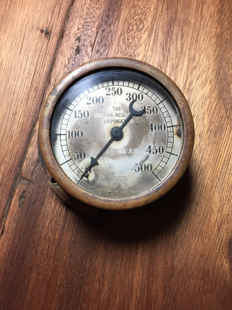 Solid Brass Antique Pressure Gauge From An Old Tugboat