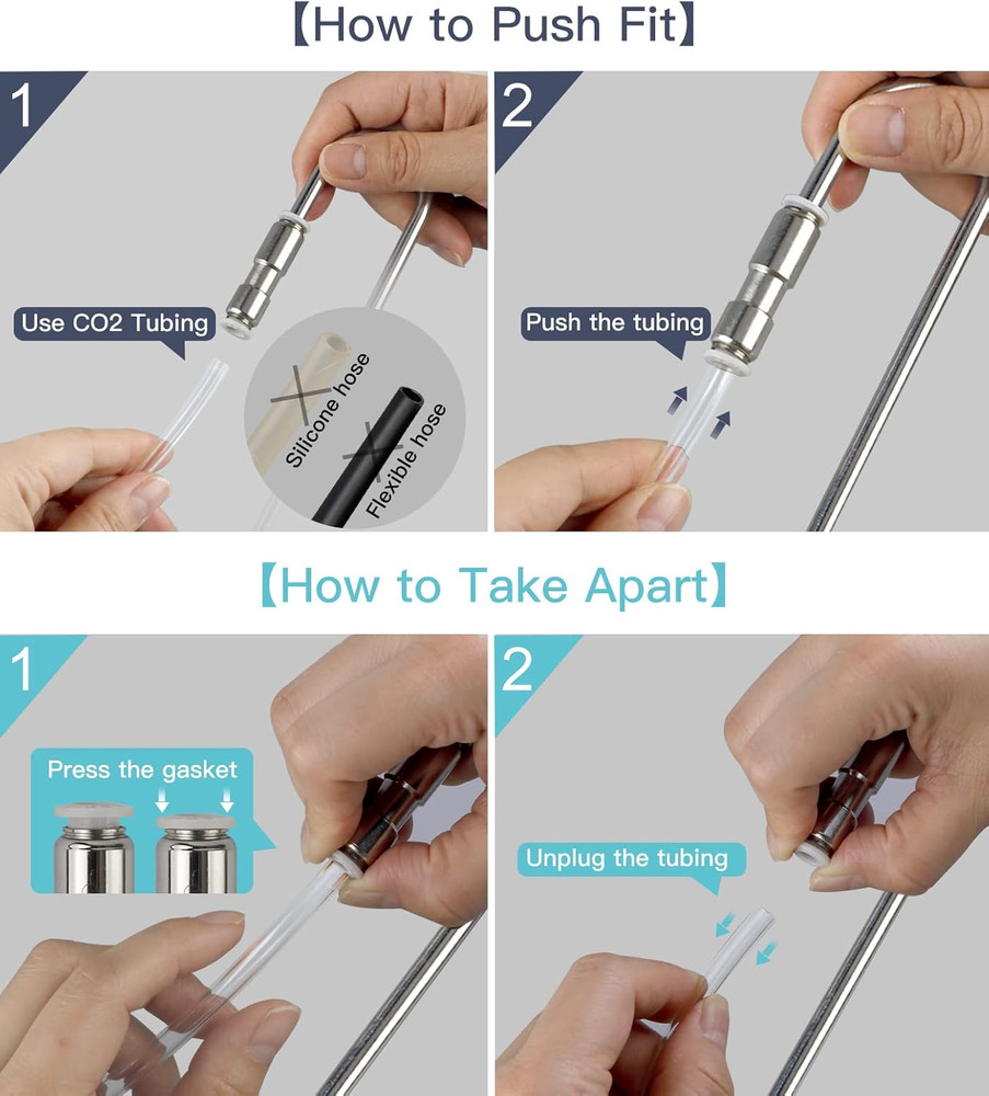Aquarium Stainless Steel CO2 Diffuser Atomizer with Integrated Check Valve, DC30