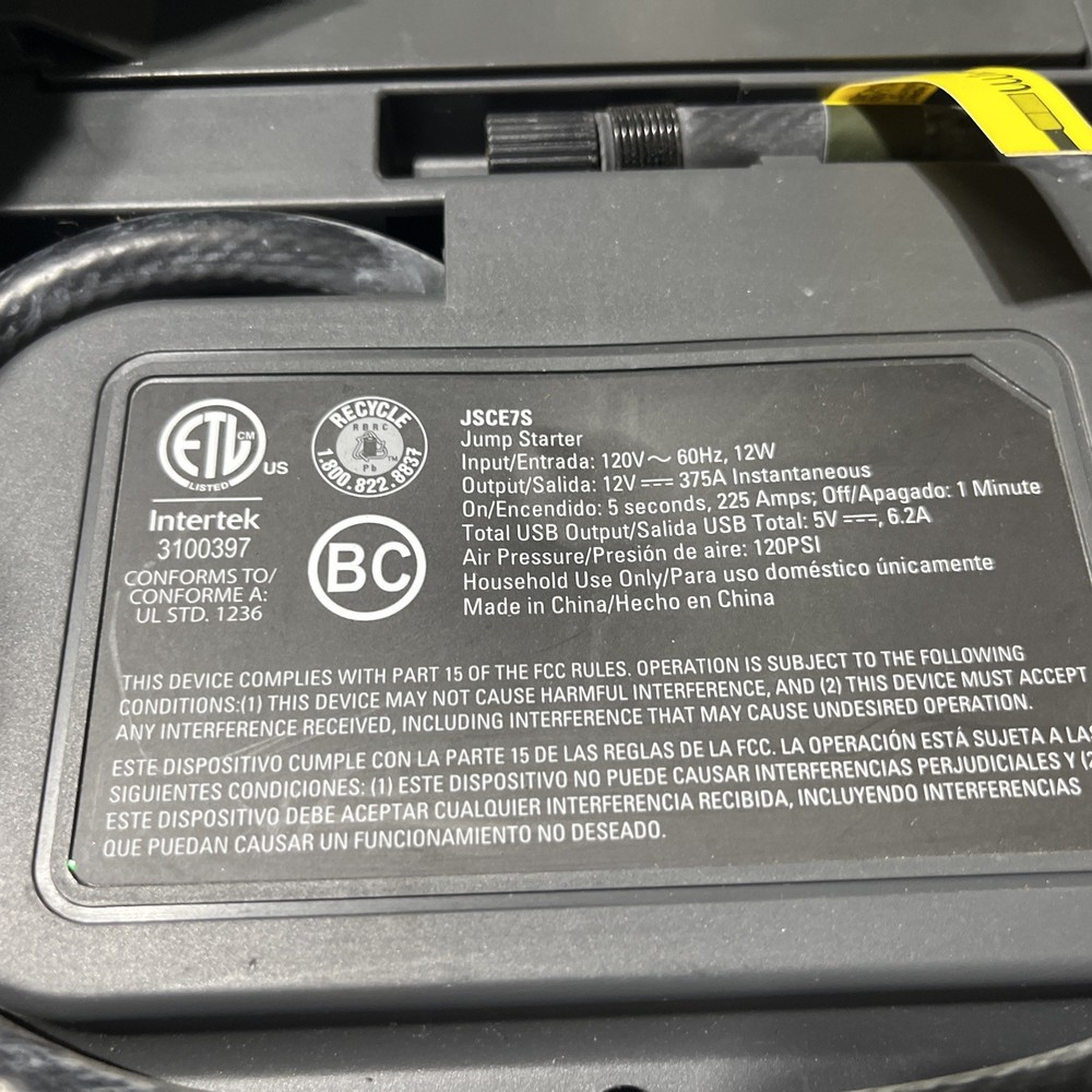 STANLEY FATMAX 750 AMP EMERGENCY JUMP START & AIR COMPRESSOR