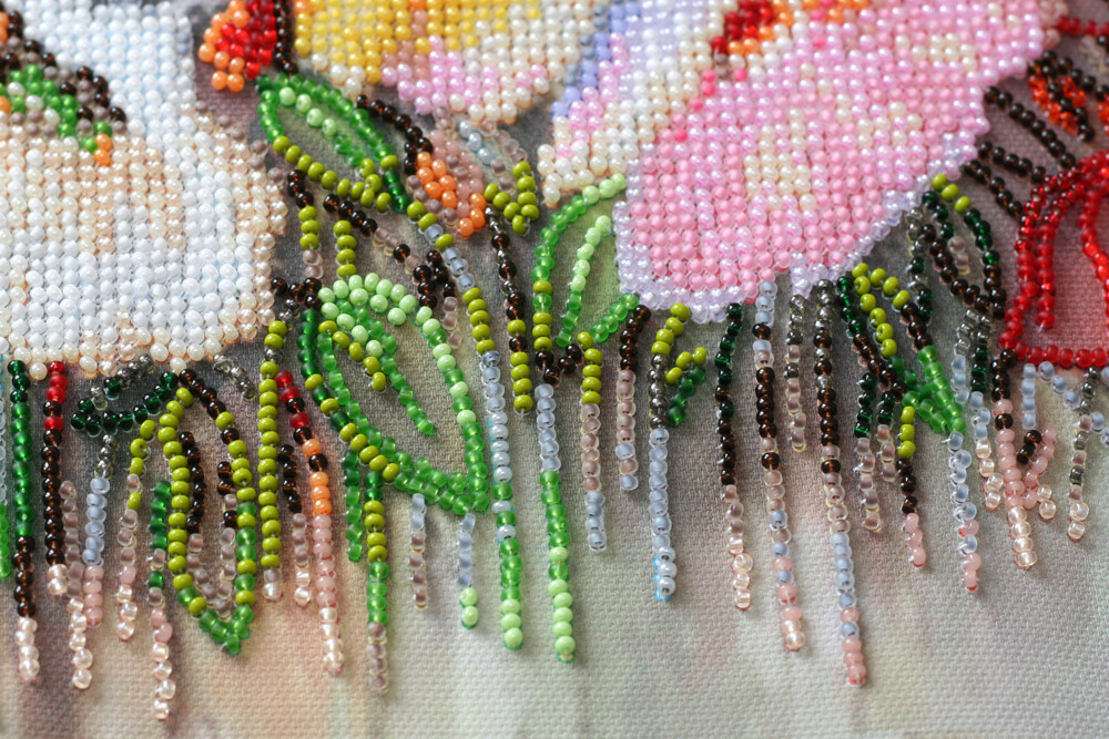 DIY Bead Embroidery Kit Delicate Flowers Beaded stitching needlepoint beadwork