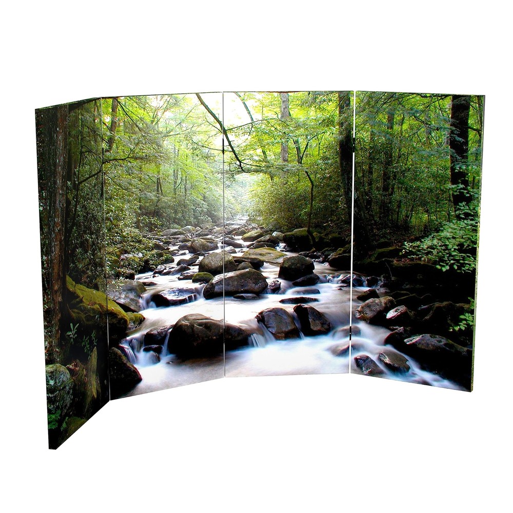 Red Lantern Double Sided Path of Life Canvas Folding Screen, 3 Foot - 4 Panel