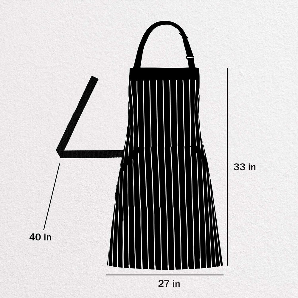 Adjustable Bib Cotton Aprons - Adjustable Neck Strap with Extra Long Ties wit...