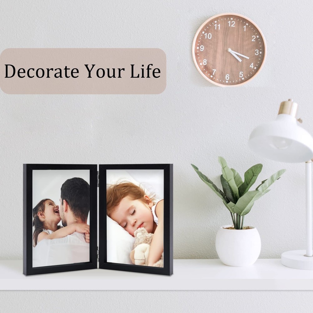 5x7 Double Picture Frames Hinged Folding Photo Frames Vertical Stand Frames (...