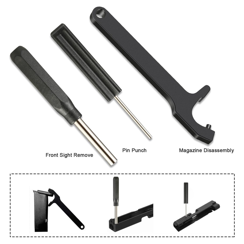 Tool Kit for Glock with Front Sight Remove,Magazine Black
