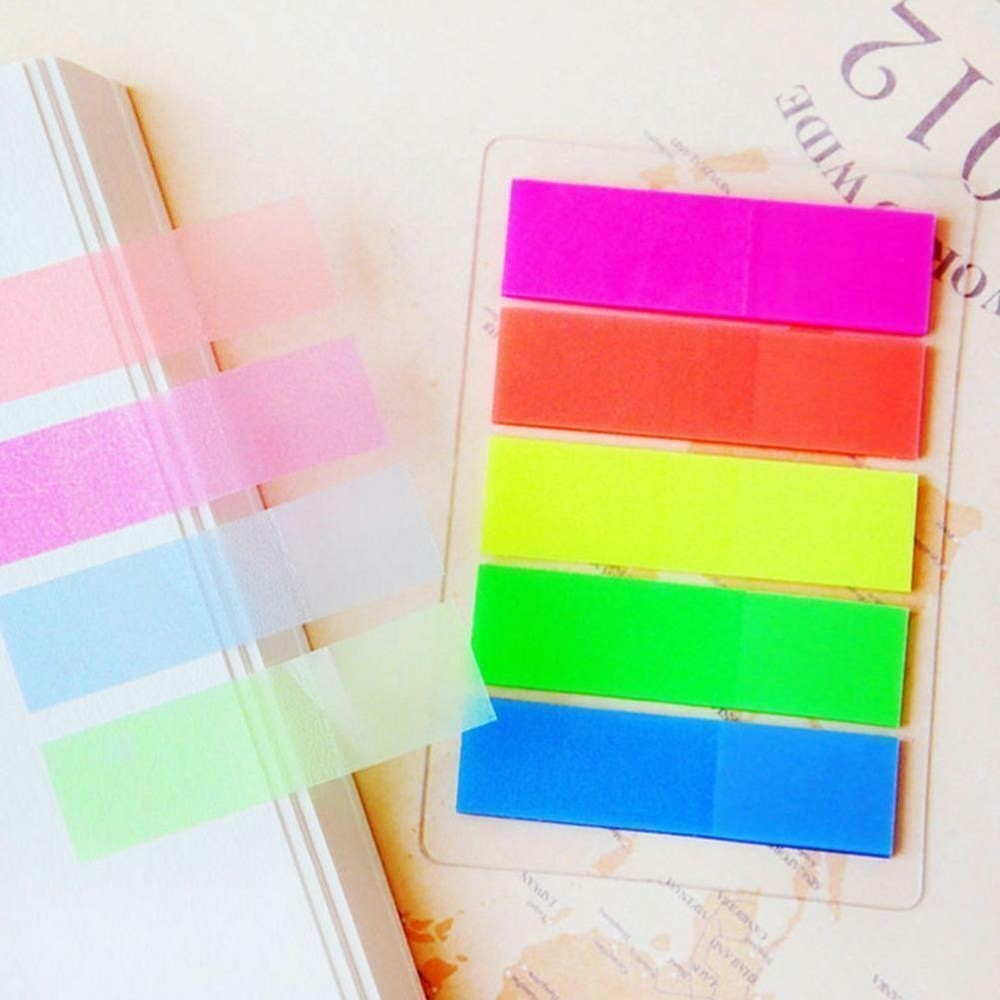 100Pcs Fluorescence Sticky Notes Memo Flags Bookmark Sticker NEW@