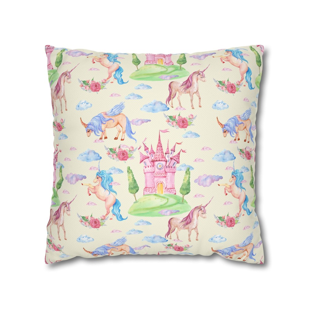 Princess Castle Faux Suede Square Pillow Case