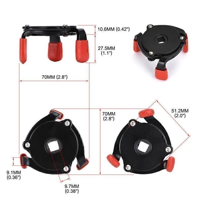 Car 3 Jaw Oil Filter Wrench Adjustable Spanner Remover Tool Universal