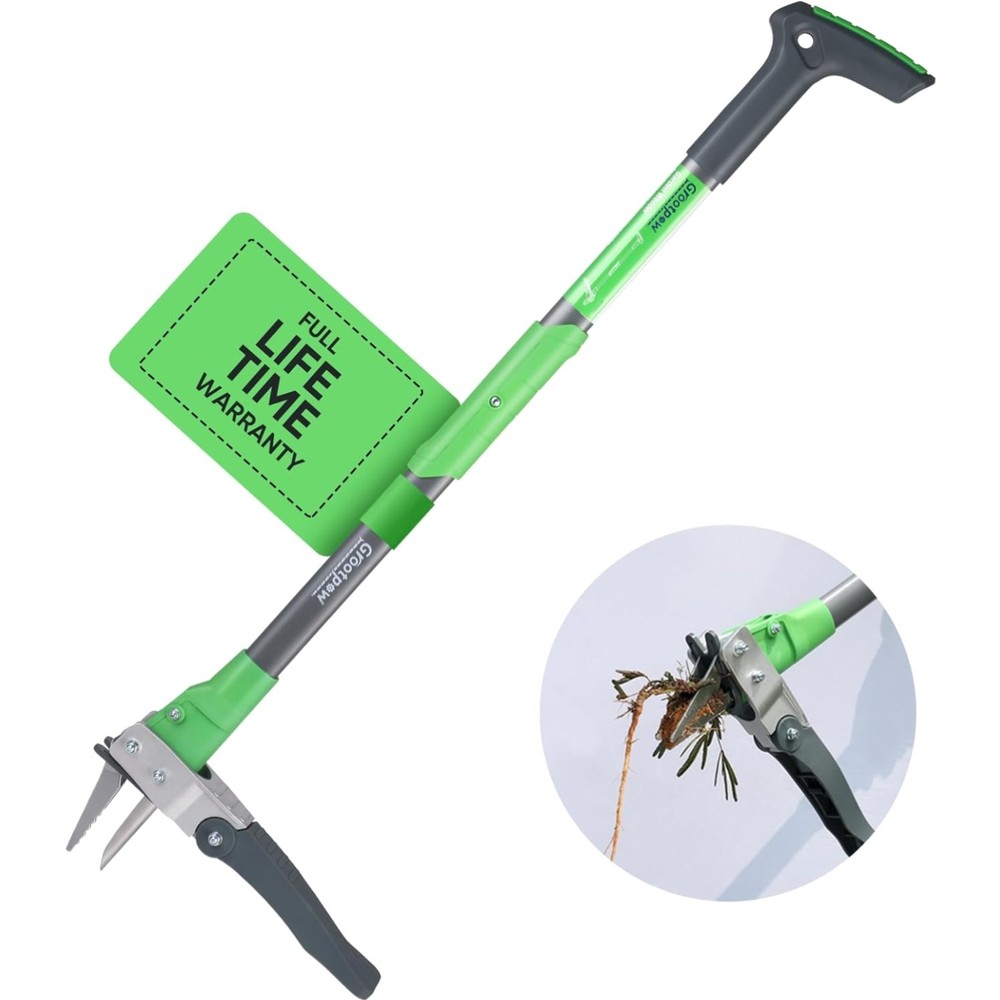 Heavy Duty Weed Puller Tool, Stand Up Dandelion Weeder with 40" Handle, 3 Cla...