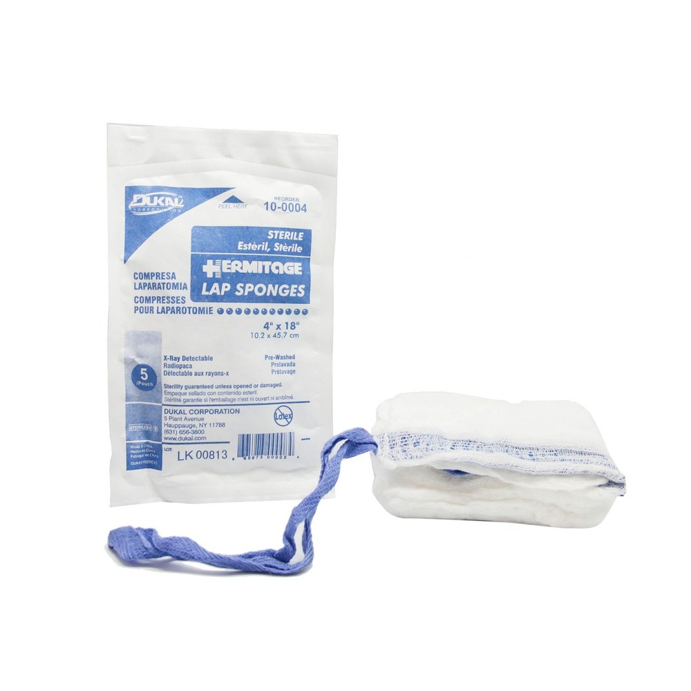 10-0004 Laparotomy Sponge, Prewashed, Xray, soft Pack, 4" x 18", Sterile, Pac...