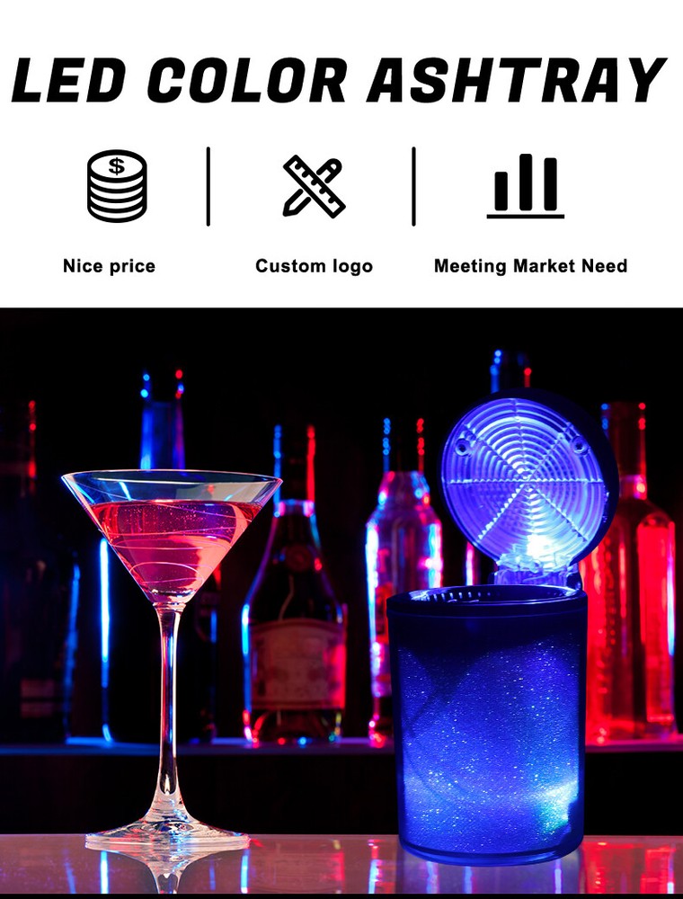 Car Ashtrays Multi-Function Portable Ashtray Colorful LED Light with Air Vent US