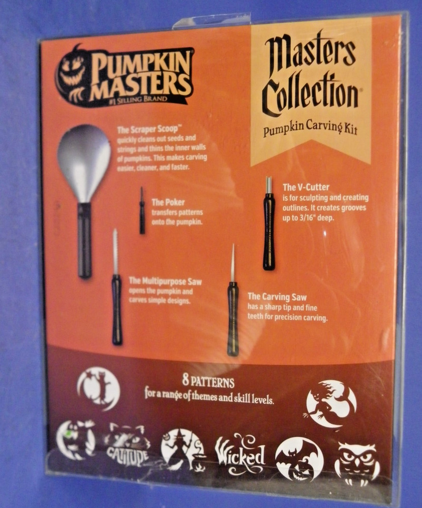 Pumpkin Masters Carving Kit~Masters Collection 5 Tools, 8 Patterns New in Box