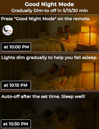 Sleep Light Bulbs 1600K with Remote Control, E26 Blue Light 4 Packs Amber