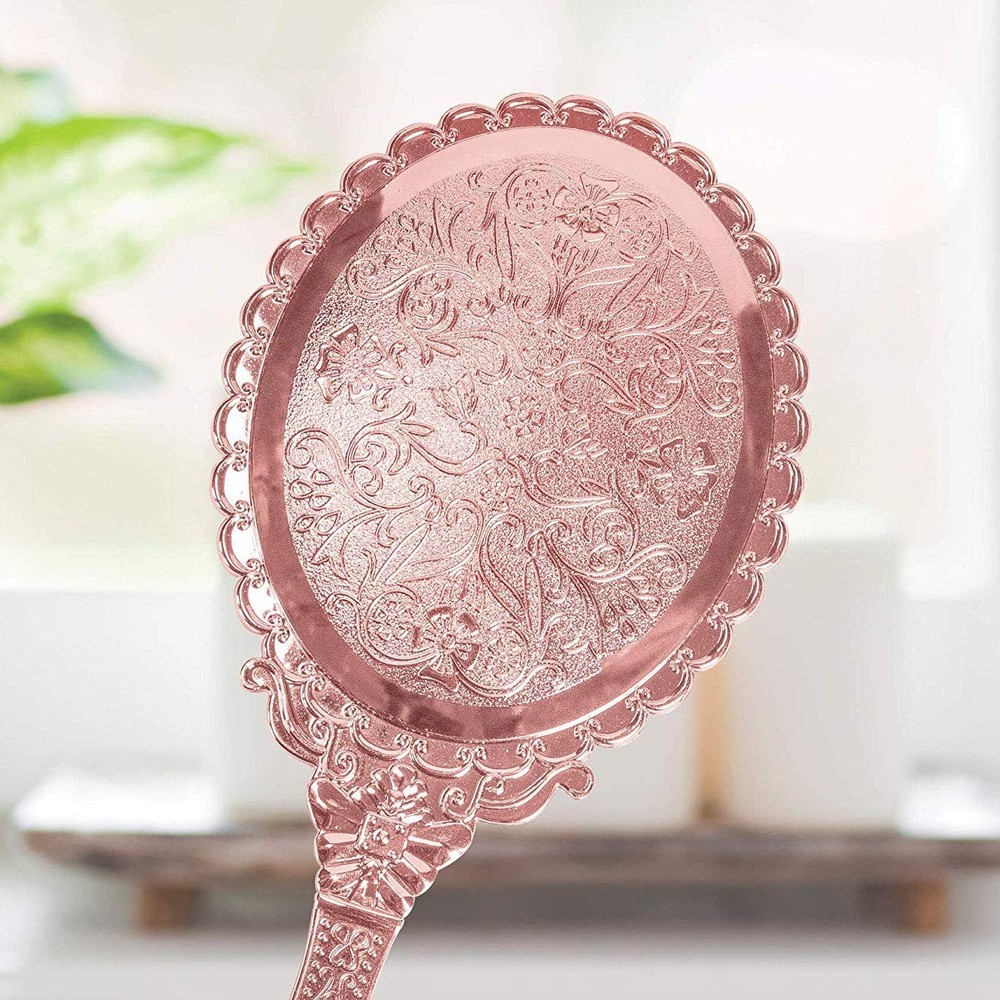 Vintage Hand Mirror with Handle - Cute Cosmetic Handheld Mirror Vanity Makeup...