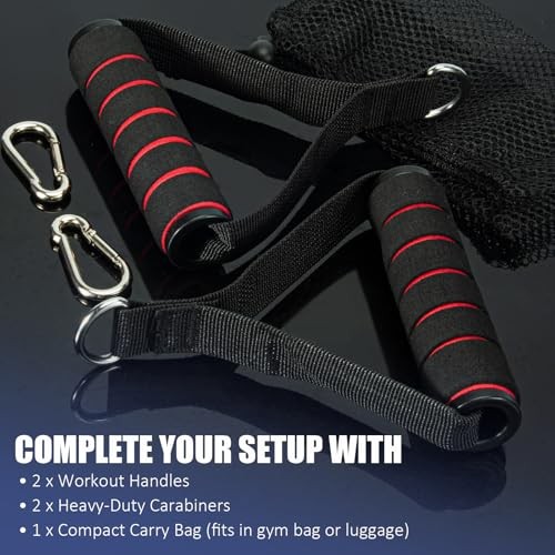2 Pack Upgraded Exercise Handles, Gym Handle Equipment for Cable Black-Red