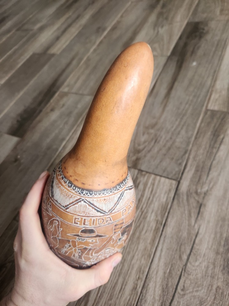 Hand Carved Peruvian Gourd Rainstick Shaker Percussion