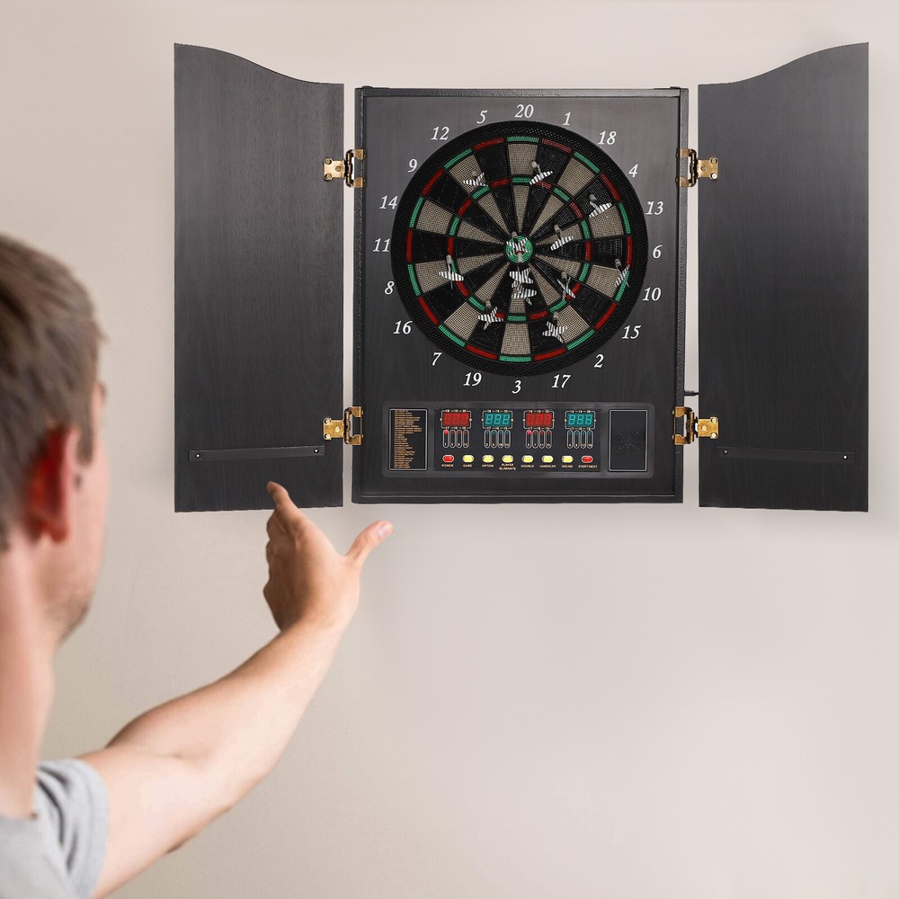 Electronic Dart Machine Wall-mounted Decorative Dartboard Cabinet & 12*Darts